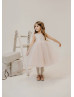 Blush Pink Glitter Lace Tulle Tea Length Flower Girl Dress Blush Pink Glitter Lace Tulle Tea Length Flower Girl Dress